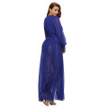 BLUE SHIMMERING LONG SLEEVE SLIT MAXI DRESS FORMAL COCKTAIL PARTY NIGHT CLUB EVENING WEAR - S/M/L