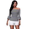 LOVELY BLACK AND WHITE STRIPES OFF-THE-SHOULDER TOP - S/M/L