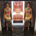DRESS/WOMENS DRESSES/BODYCON DRESS/AFRICAN PRINT TURTLE NECK KNEE-LENGTH TANK DRESS
