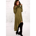 TOPS/GREEN TOPS/HOODED TOPS/LONG TOPS/ASYMMETRICAL TOPS/COWL NECK TOPS