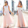 Elegant Lace Maxi Chiffon Dresses In Pink