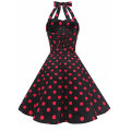 Retro Vintage 1950's Red Polka Dot Cocktail Party Rockabilly Style Halter Party Dresses