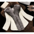 Women's Coats White/Grey Faux Mink Fur Coats