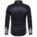 Dashiki Print Long Sleeve Mens Black Shirt - 3XLarge