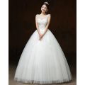 White Beaded Princess Wedding Dress - S