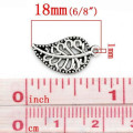 Charms, Antique Silver Metal Filigree Leaf Charms, 18mm (5Pcs)