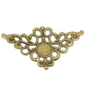 Connectors, Antique Bronze, Filigree, Triangle, Links With Cabochon Setting, 7.9cm (1Pc)