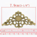 Connectors, Antique Bronze, Filigree, Triangle, Links With Cabochon Setting, 7.9cm (1Pc)