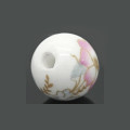 Beads, Glass Beads, Pink And Light Blue Floral Round Ceramic Glass Beads, 12mm (Loose)