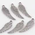Charms, Antique Silver, Double Sided, Angel Wing Charms, 30mm (1Pc)
