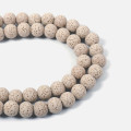 Natural Beads, Beige Round Lava Stone Gemstone Volcanic Basaltic Beads, 10mm (23 Pcs)