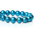Beads, Glass Beads, Blue Pearlized Round, Pressed Glass Beads, 10mm (Loose)