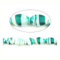 Beads, Glass Beads, Turquoise And White Marbled Swirls Oval Lampwork Glass Beads, 14mm (Loose)