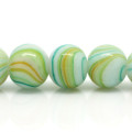 Beads, Glass Beads, Pastel Green Striped Round Glass Beads, 8mm (Loose)