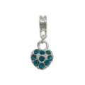 Charms, Bracelet Charms, Turquoise Rhinestone Heart Slide On Dangle Bracelet Charms,10mm (Loose)