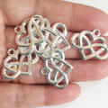 Charms, Shiny Silver Plated Charms, Infinity Symbol Heart Charms, 25mm (Loose)