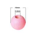 Beads, Natural Beads, Pink Round Wooden Beads, 10mm (Loose)
