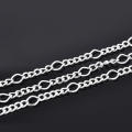 Chain, Silver Plated Chain, Open Link Textured Figaro Link Curb Chain, 8x5mm (1M)