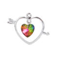 Pendants, Silver Open Heart With AB Rainbow Faceted Heart Drop Pendants, 31mm (Loose)