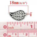 Charms, Antiqued Silver Filigree Leaf Charms, 18mm (Loose)
