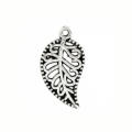 Charms, Antiqued Silver Filigree Leaf Charms, 18mm (Loose)