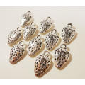 CHARMS/CHARM/ANTIQUE SILVER CHARMS/DOUBLE SIDED CHARMS/STRAWBERRY CHARMS/BEADING CHARMS