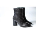 Ladies Black Zip Heel Genuine Leather Boot