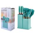Alpha 2024 -19-piece Set Of Silica Gel Kitchen Utensil Set With Wooden Handle And Cuttings Board