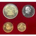 1976 SA Long Proof Set (R1 and R2 Gold Coins Included)
