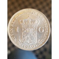 1940 Netherlands Kingdom w Queen WILHELMINA Silver 1 Gulden Coin