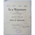To a Miniature - Words by Helen Taylor - Sheet Music - 1917