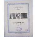 A FRANCHOMME - 12 Caprices Op.7 - For 2 Cellos - Antique Music Score