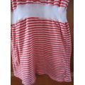 Vintage 1980`s Drop Waist DRESS - Red and White Stripes with Gold - Momentum