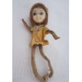 Vintage Chenille Pipe Cleaner Doll - Plastic face, Straw Hat
