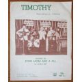 Timothy - JC Erasmus - Four Jacks and a Jill - Vintage Sheet Music - 1967