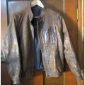 Light Brown Leather Bomber Jacket - Size S-M