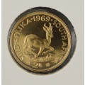 SOUTH AFRICA, 1969 R2 PROOF GOLD