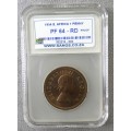 PROOF SOUTH AFRICA PENNY 1954 PF64-RD SANGS