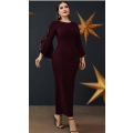 Sheer Mesh Yoke Fringe Detail Velvet Dress  Multicolor/1XL