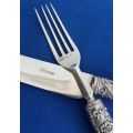 VICTORIAN HALLMARKED SILVER & MOTHER OF PEARL CUTLERY SET - c1885