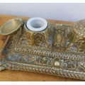 FABULOUS ART NOUVEAU DOUBLE INKWELL....COMPLETE AND MARKED