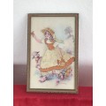 VINTAGE FRAMED EMBROIDERED `MARY HAD A LITTLE LAMB`