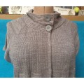 AS NEW!! Ladies Grey `News` Short-sleeved Double-breasted Cardigan Size Large