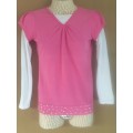 Girls Pink and White Long-sleeved T-shirt Age 13-14