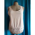 BRAND NEW!! Ladies Salmon Sleeveless Top with Anglaise Decoration Size 42