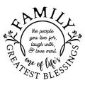 Family is the Greatest Blessings Sticker Black Vinyl Home Decor Wall Art