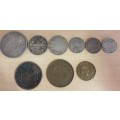 9 x Z.A.R. COINS, ALL IN ONE LOT.