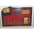 Large Wooden `SALOON` Sign, with open & close.