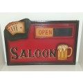 Large Wooden `SALOON` Sign, with open & close.