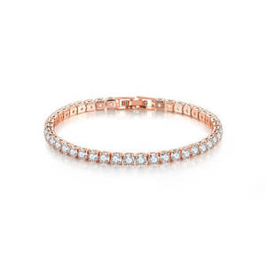 Elegant Rose Gold plated Engagement Tennis Bracelet -  With Ice White Simulated Stones - Size 17cm